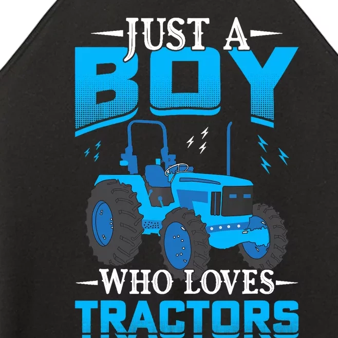 Just A Boy Who Loves Tractors Farm Boy Women’s Perfect Tri Rocker Tank