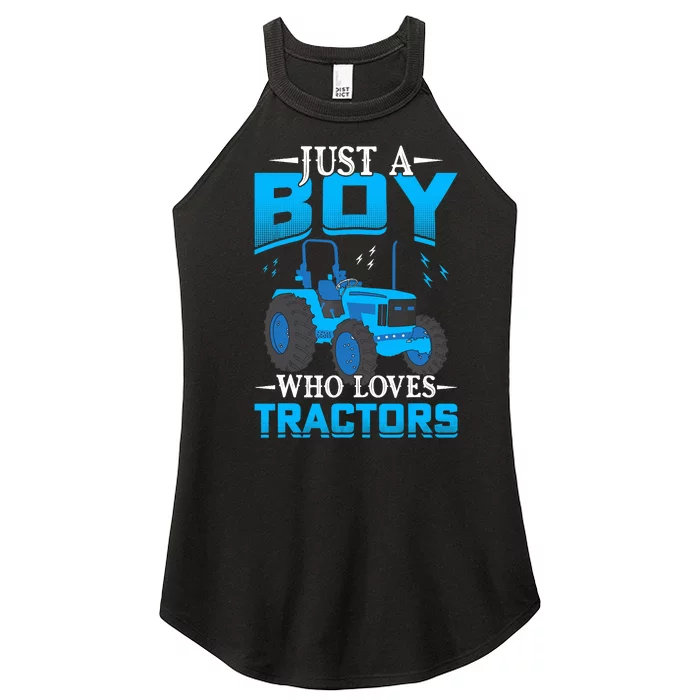 Just A Boy Who Loves Tractors Farm Boy Women’s Perfect Tri Rocker Tank