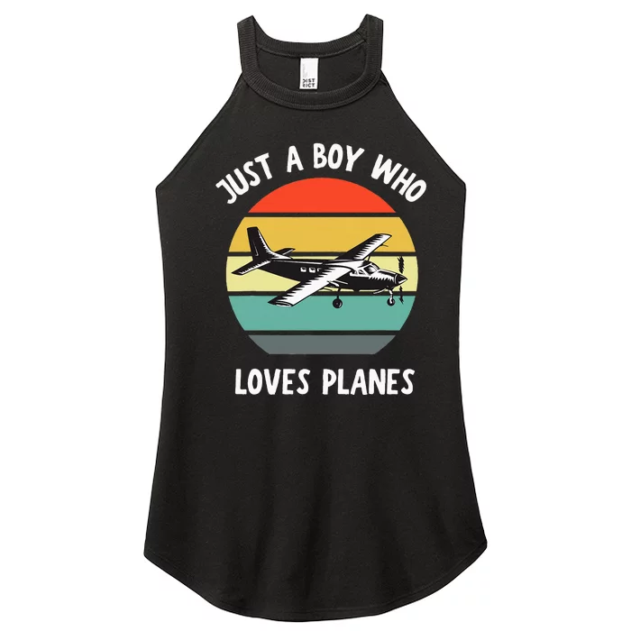 Just A Boy Who Loves Airplanes Women’s Perfect Tri Rocker Tank