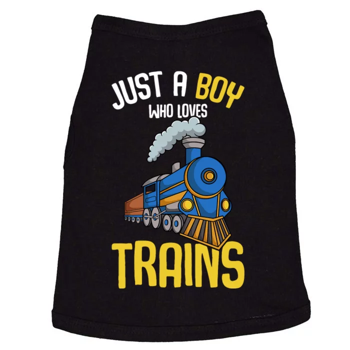 Just A Boy Who Loves Trains Locomotive Train Doggie Tank