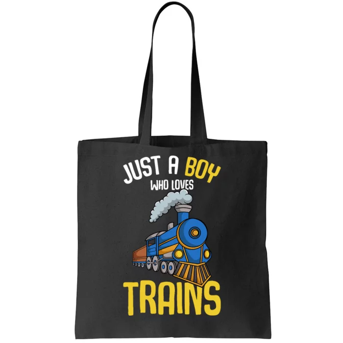 Just A Boy Who Loves Trains Locomotive Train Tote Bag