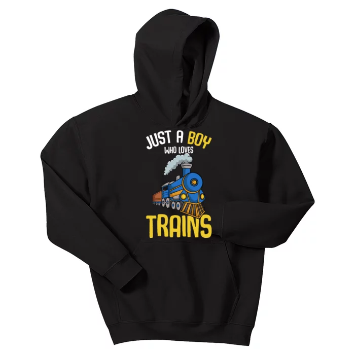 Just A Boy Who Loves Trains Locomotive Train Kids Hoodie