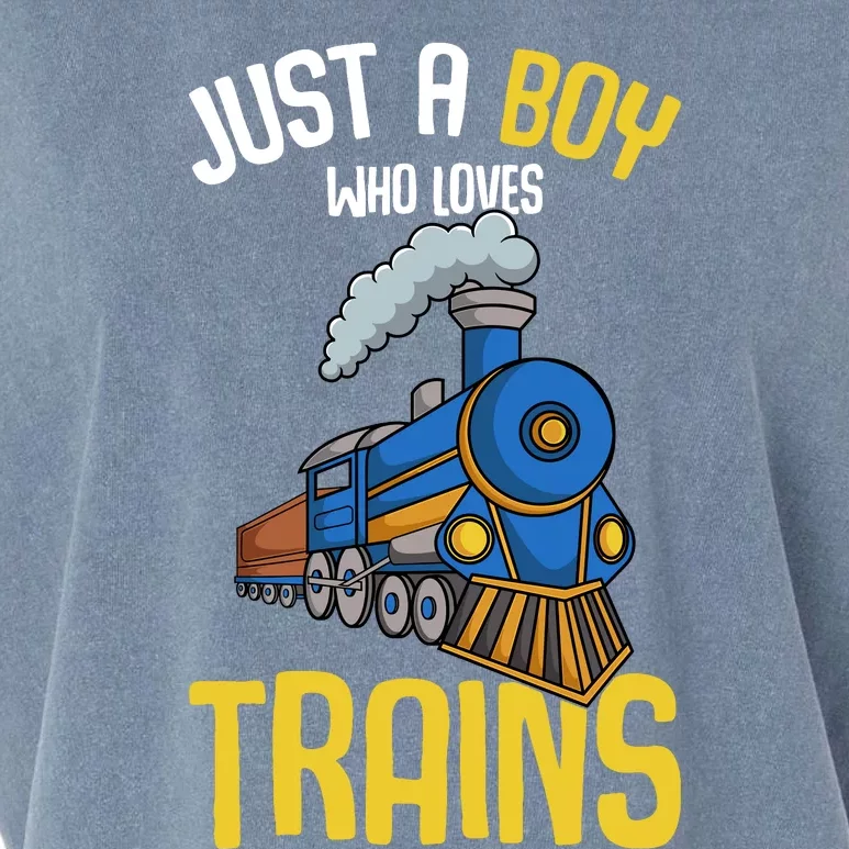 Just A Boy Who Loves Trains Locomotive Train Garment-Dyed Women's Muscle Tee