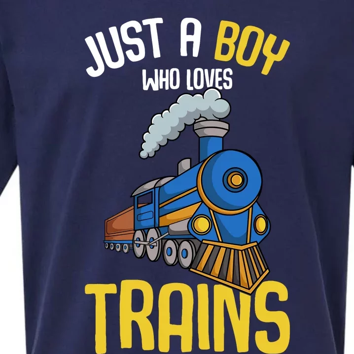 Just A Boy Who Loves Trains Locomotive Train Sueded Cloud Jersey T-Shirt