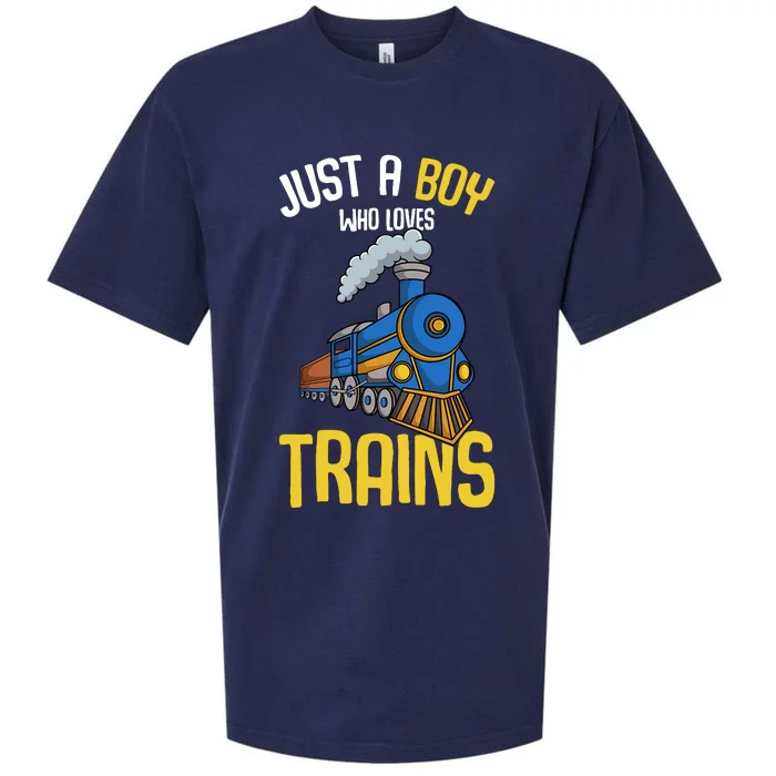 Just A Boy Who Loves Trains Locomotive Train Sueded Cloud Jersey T-Shirt