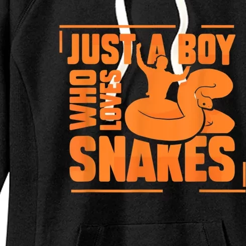 Just A Boy Who Loves Snakes Animal Sayings Snake Lover Women's Fleece Hoodie