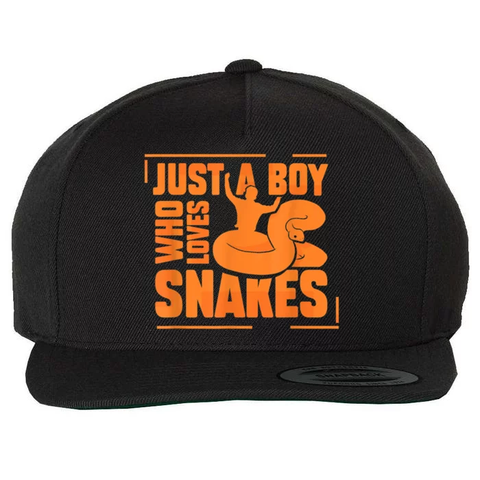 Just A Boy Who Loves Snakes Animal Sayings Snake Lover Wool Snapback Cap