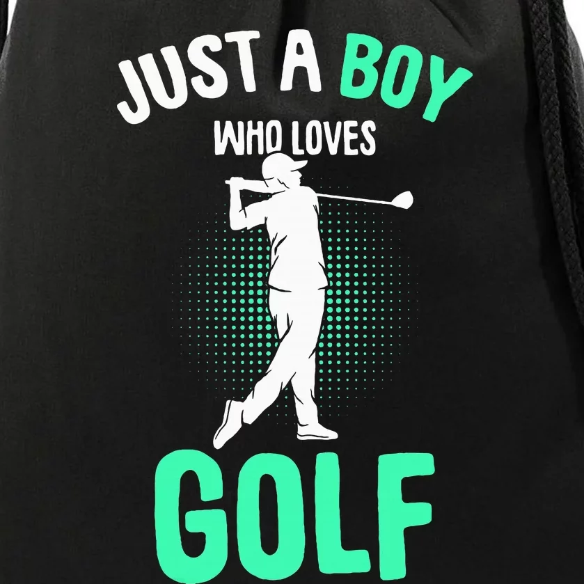 Just A Boy Who Loves Golf Club Golfer Golfing Drawstring Bag