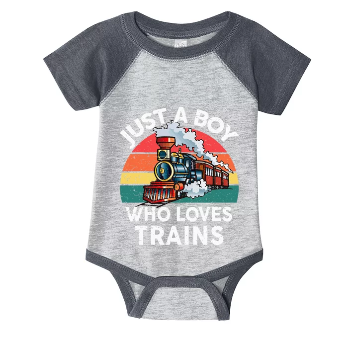 Just A Boy Who Loves Trains Train Infant Baby Jersey Bodysuit