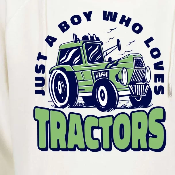 Just A Boy Who Loves Tractors Womens Funnel Neck Pullover Hood