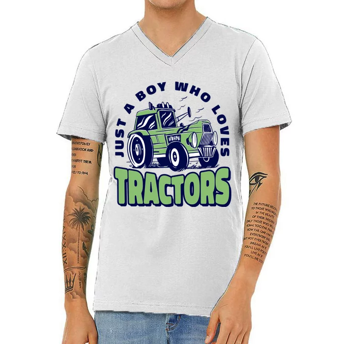 Just A Boy Who Loves Tractors V-Neck T-Shirt