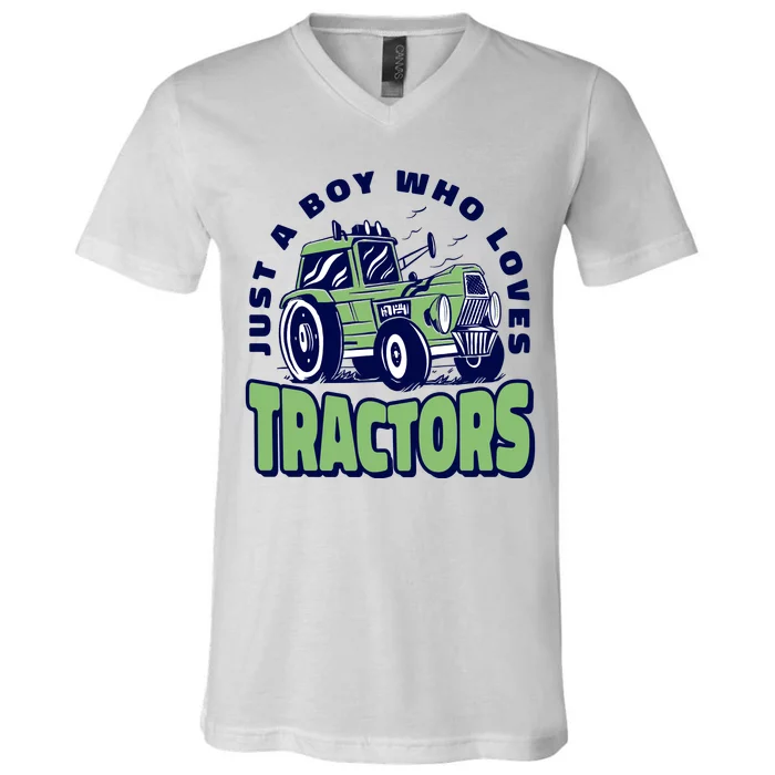 Just A Boy Who Loves Tractors V-Neck T-Shirt