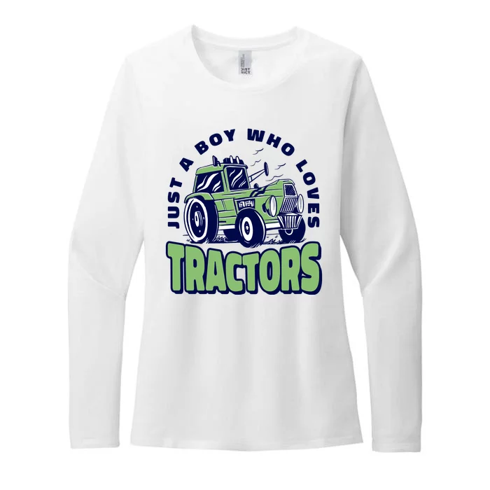 Just A Boy Who Loves Tractors Womens CVC Long Sleeve Shirt