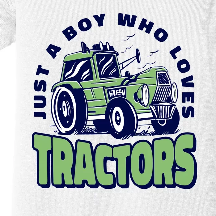 Just A Boy Who Loves Tractors Baby Bodysuit