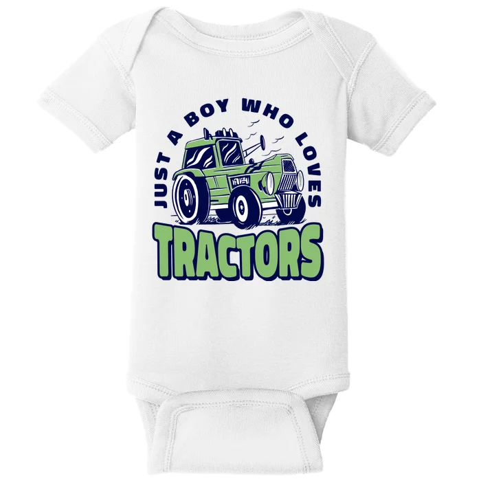 Just A Boy Who Loves Tractors Baby Bodysuit