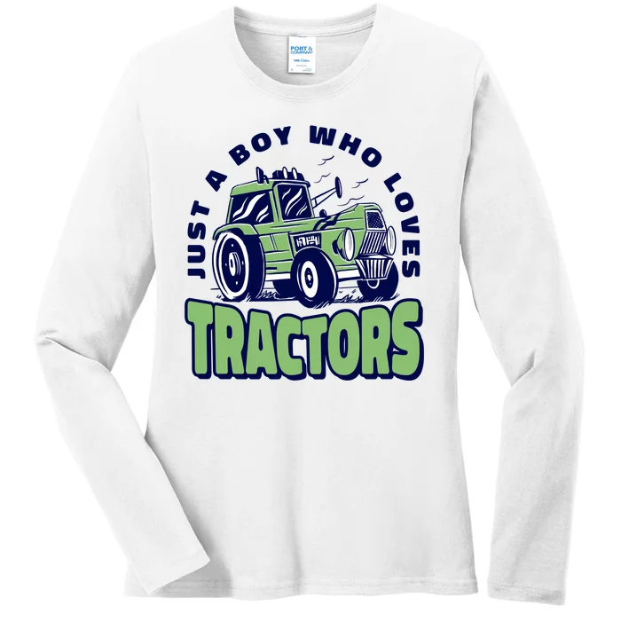 Just A Boy Who Loves Tractors Ladies Long Sleeve Shirt