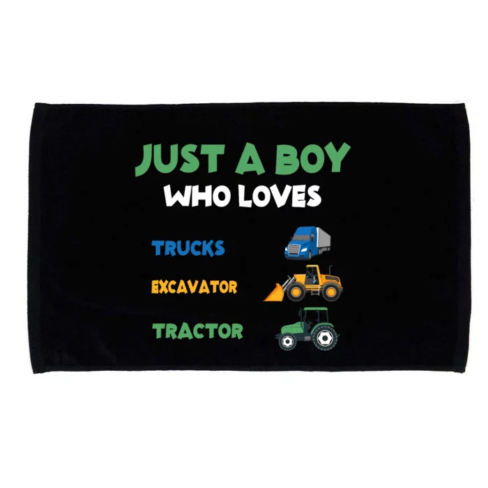 Just A Boy Who Loves Trucks Excavators Tractors Vehicle Microfiber Hand Towel