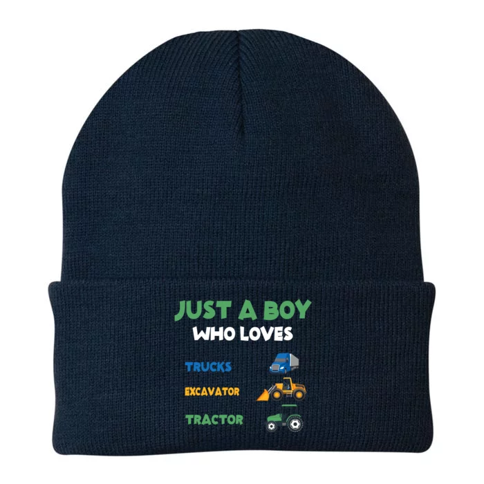 Just A Boy Who Loves Trucks Excavators Tractors Vehicle Knit Cap Winter Beanie