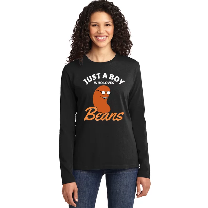 Just A Boy Who Loves Baked Beans Ladies Long Sleeve Shirt