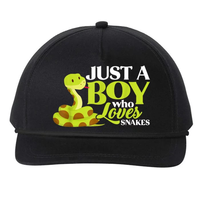 Just A Boy Who Loves Snakes Funny Gift For Snake Lover Snapback Five-Panel Rope Hat