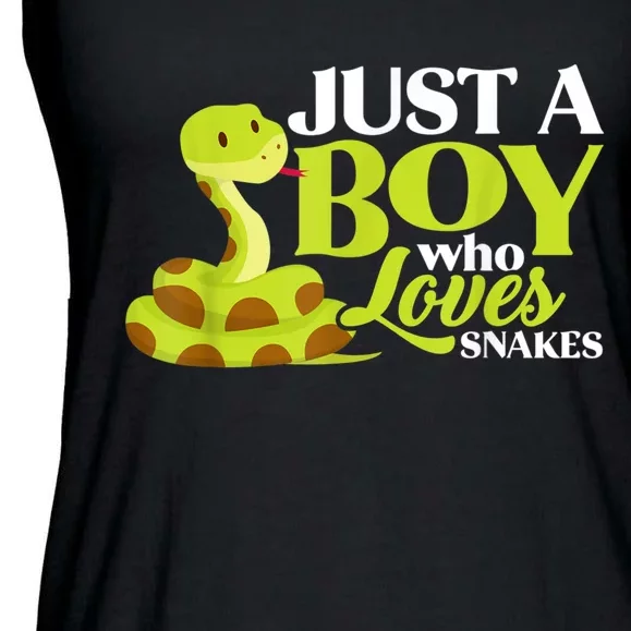 Just A Boy Who Loves Snakes Funny Gift For Snake Lover Ladies Essential Flowy Tank