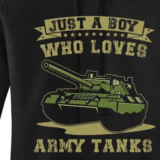 Just A Boy Who Loves Army Tanks Military WW2 Tanks Women's Pullover Hoodie