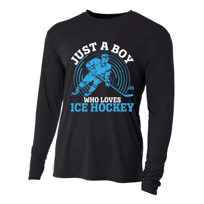 Just A Boy Who Loves Ice Hockey For Hockey Boy Cooling Performance Long Sleeve Crew