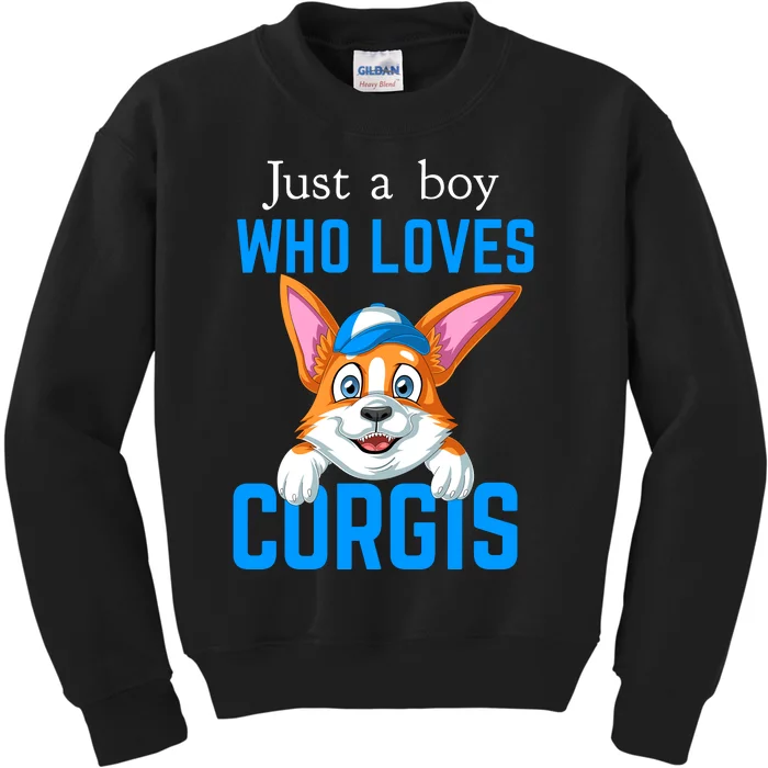 Just A Boy Who Loves Corgis Kids Sweatshirt