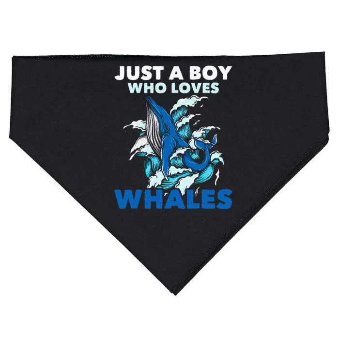 Just A Boy Who Loves Whales Marine Biologist Whale Lover USA-Made Doggie Bandana