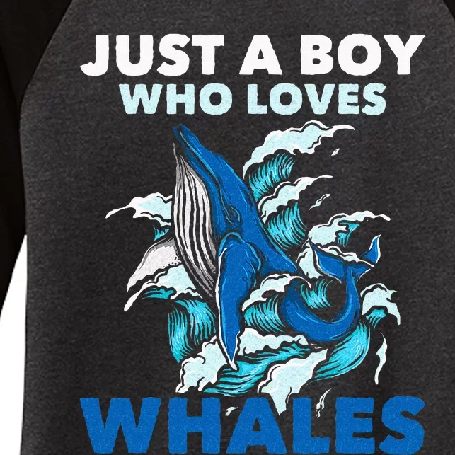 Just A Boy Who Loves Whales Marine Biologist Whale Lover Women's Tri-Blend 3/4-Sleeve Raglan Shirt