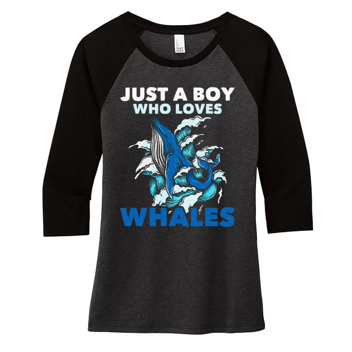 Just A Boy Who Loves Whales Marine Biologist Whale Lover Women's Tri-Blend 3/4-Sleeve Raglan Shirt