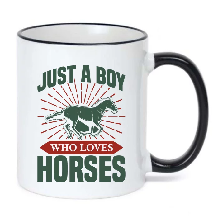 Just A Boy Who Loves Horses Black Color Changing Mug