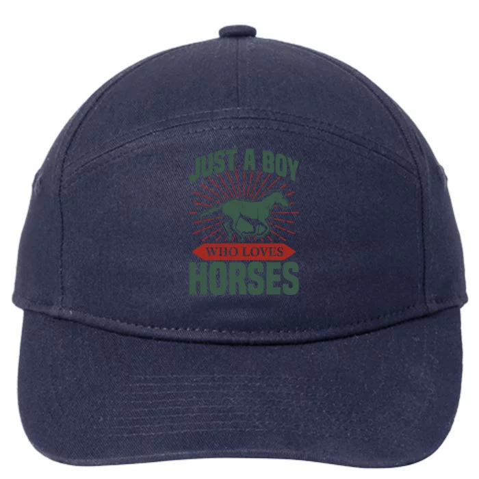 Just A Boy Who Loves Horses 7-Panel Snapback Hat