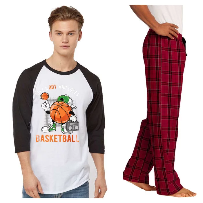 Just A Bo Y Who Loves Basketball Raglan Sleeve Pajama Set