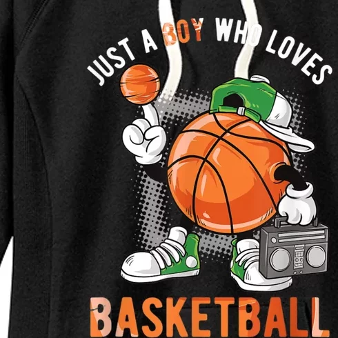 Just A Bo Y Who Loves Basketball Women's Fleece Hoodie