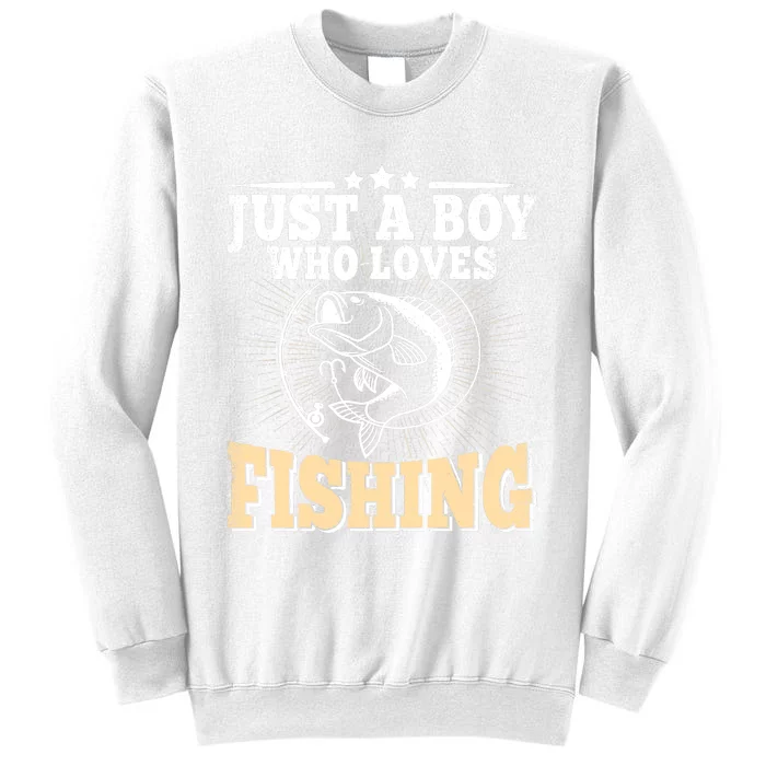 Just A Boy Who Loves Fishing Funny Bass Fish Fisherman Sweatshirt