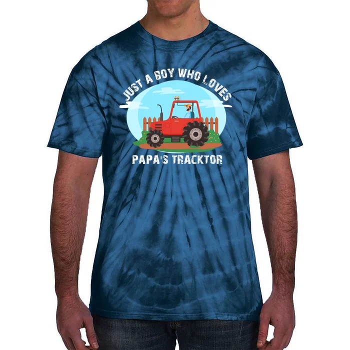 Just A Boy Who Loves Tractors Farming Tie-Dye T-Shirt