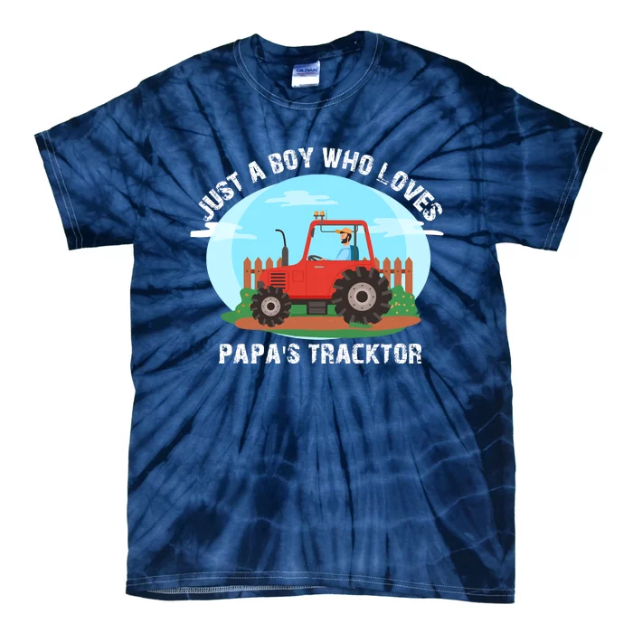 Just A Boy Who Loves Tractors Farming Tie-Dye T-Shirt