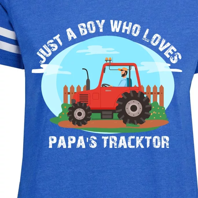 Just A Boy Who Loves Tractors Farming Enza Ladies Jersey Football T-Shirt