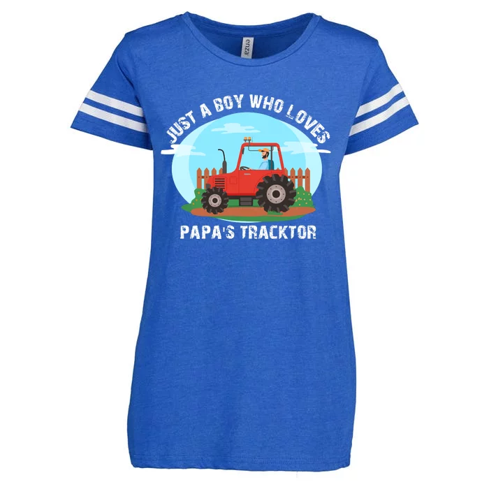 Just A Boy Who Loves Tractors Farming Enza Ladies Jersey Football T-Shirt