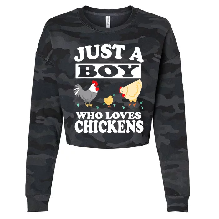 Just A Boy Who Loves Chickens Farm Chicken Gift Cropped Pullover Crew