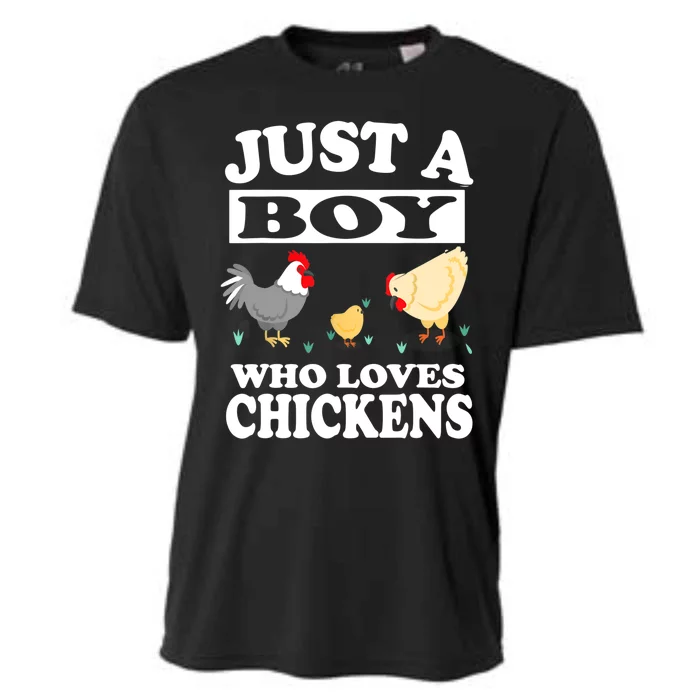 Just A Boy Who Loves Chickens Farm Chicken Gift Cooling Performance Crew T-Shirt