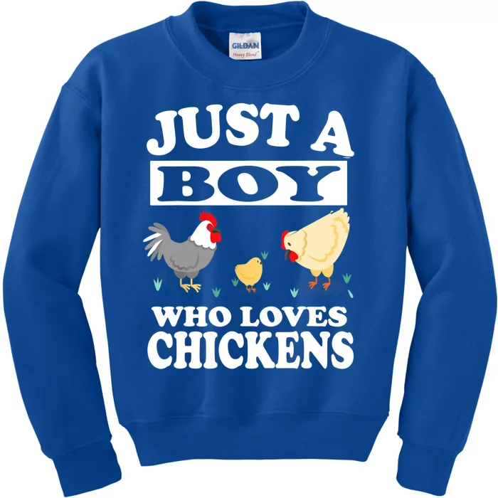 Just A Boy Who Loves Chickens Farm Chicken Gift Kids Sweatshirt