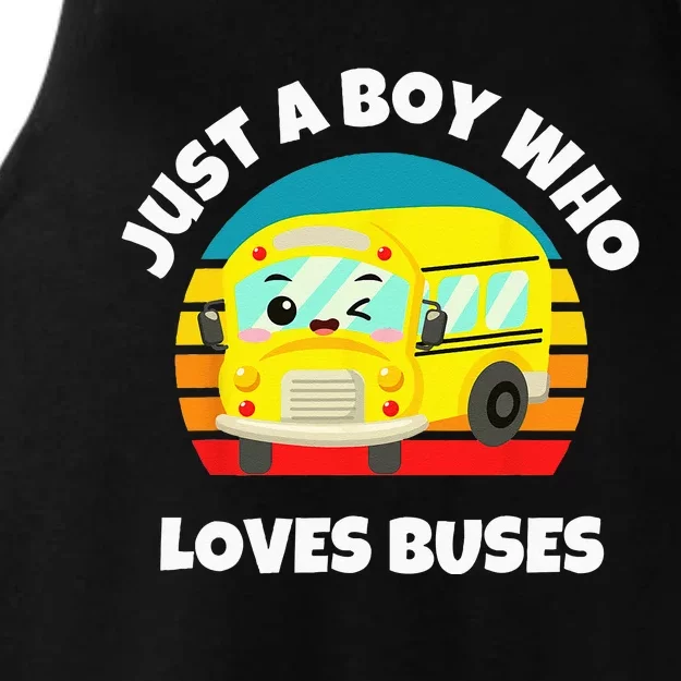 Just A Boy Who Loves Buses Birthday Yellow School Bus Lover Ladies Tri-Blend Wicking Tank