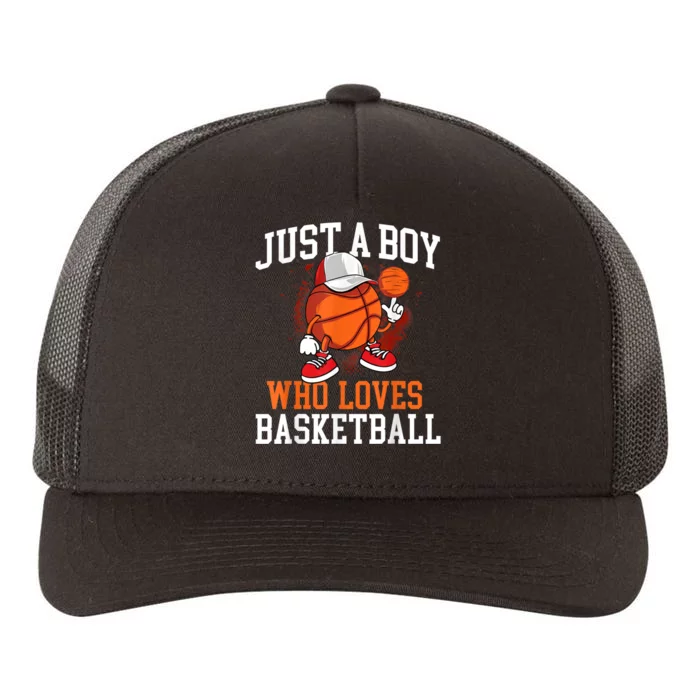 Just A Bo Y Who Loves Basketball Player Hoops Yupoong Adult 5-Panel Trucker Hat