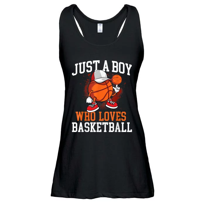 Just A Bo Y Who Loves Basketball Player Hoops Ladies Essential Flowy Tank