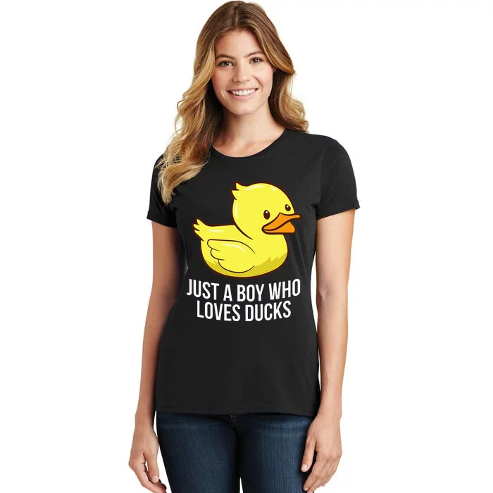 Just A Boy Who Loves Ducks Rubber Duck Women's T-Shirt