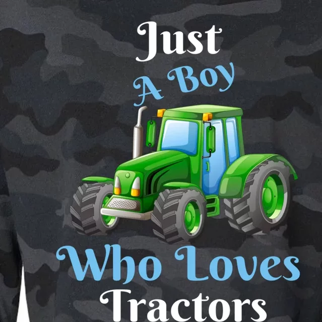 Just A Boy Who Loves Tractors Funny Gift Cropped Pullover Crew