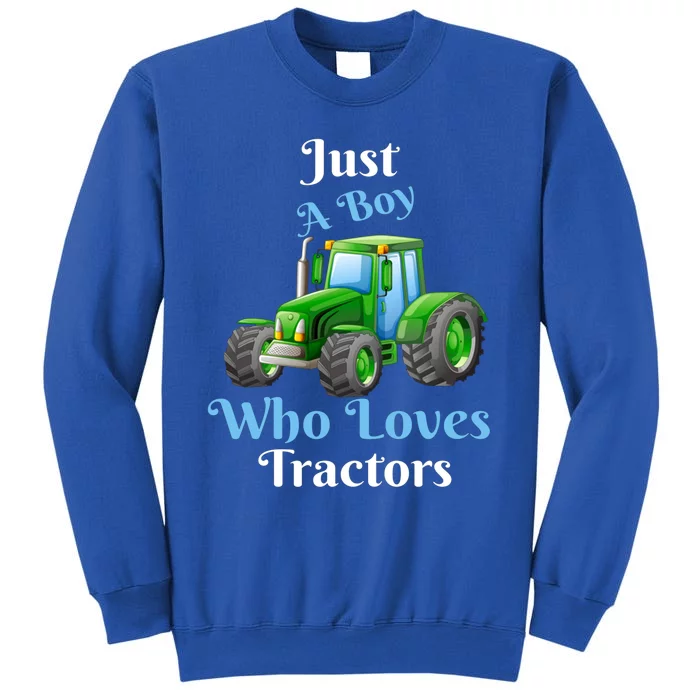 Just A Boy Who Loves Tractors Funny Gift Tall Sweatshirt