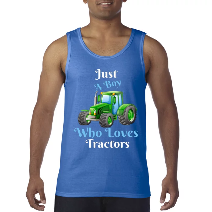 Just A Boy Who Loves Tractors Funny Gift Tank Top